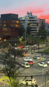 Chile Las Condes High Traffic dawn morning time lapse winter autumn