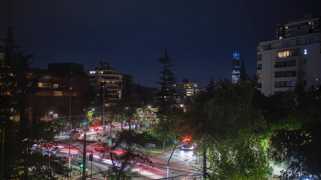 Chile Las Condes High Traffic dawn morning time lapse winter autumn