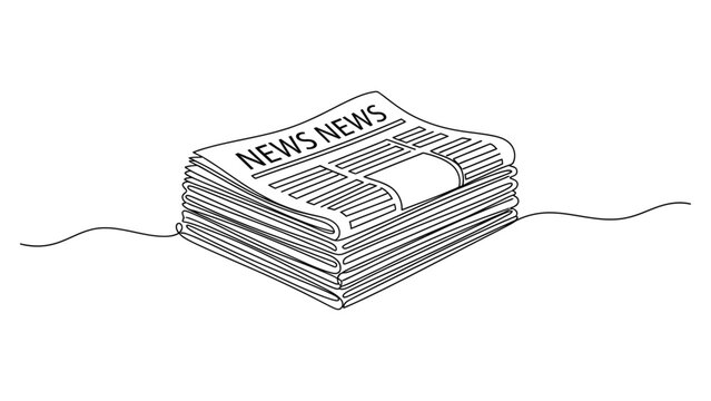 Continuous one line drawing of a stack of daily newspapers.