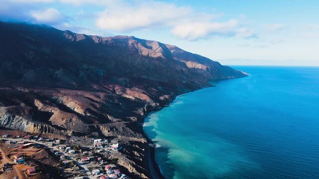Aerial view across Cedros Island, Mexico Baja California