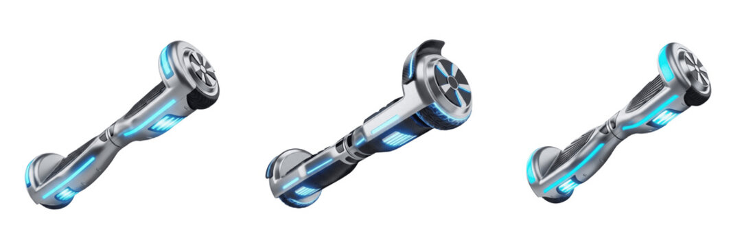 A futuristic hoverboard isolated on white background high resolution for technology and sci-fi travel design and modern transportation advertising and innovative gadget concept visual asset design