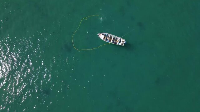 Aerial view of Bah&iacute;a de los &Aacute;ngeles, commercial fisherman