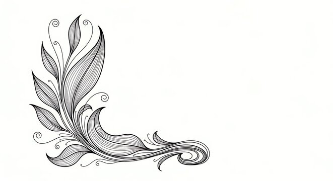 Elegant leafy floral design element illustration.