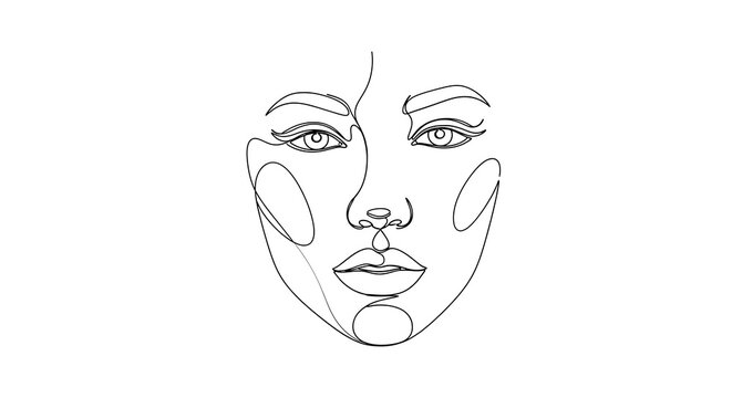 Face makeup illustration with lines.