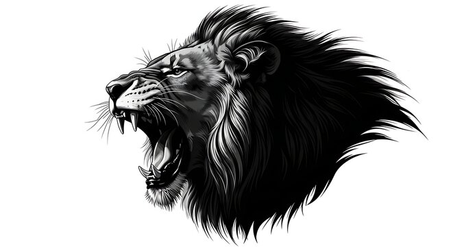 Fierce Lion Head Roaring Anger.
