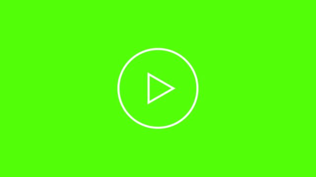 Minimal play button loading icon animation green screen media interface symbol loop 4k animation video