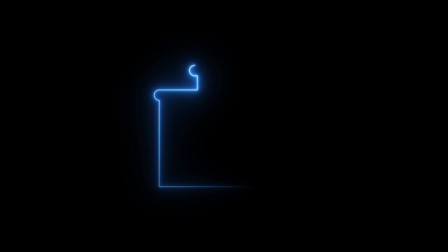 Blue Neon Outline of a Rectangular Container on Black Background rectangle