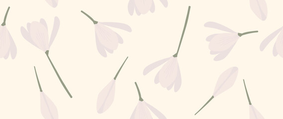 Vector seamless background. Minimalistic abstract floral pattern. Modern print in purple on light background. Perfect for textile design, screensavers, covers, cards, invitations and posters. © TA Sydoruk