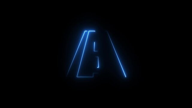 Blue Neon Outline of the Letter A on Black Background alphabet