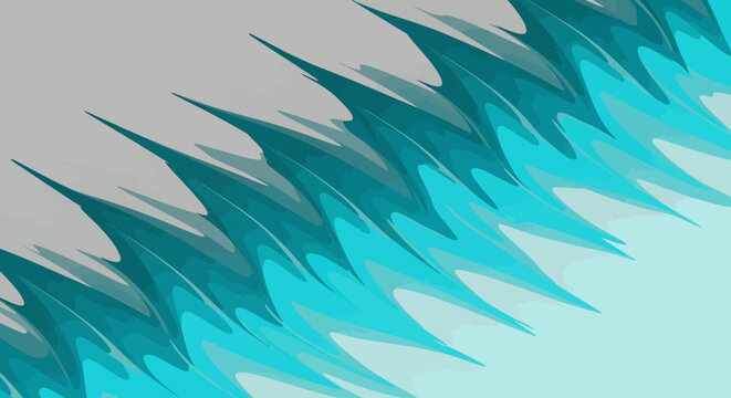 Abstract Teal and Gray Jagged Shapes Flowing Diagonal.