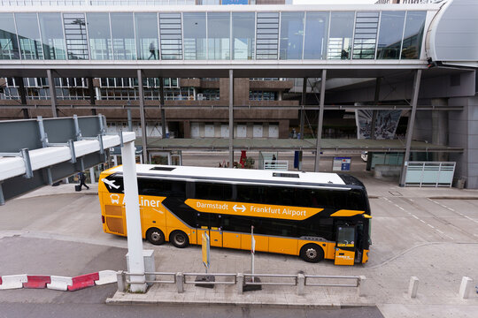 Frankfurt am Main, Germany - April 10, 2026: AirLiner Bus Service at Frankfurt Airport Terminal 1
