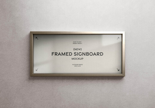 Signboard Mockup &ndash; Metallic Frame Branding Presentation (PSD)