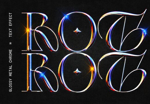 Metal Text Effect &ndash; Glossy Chrome Typography for Logo, Poster & Branding (PSD)