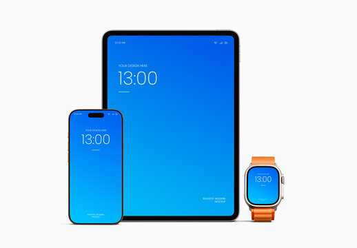 Tablet Phone and Smartwatch Device Screen Mockup Bundle