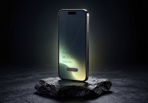 Realistic Smartphone Mockup on Dark Stone