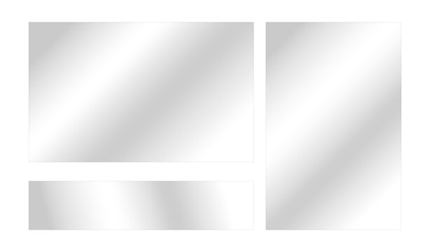Realistic transparent glass glare overlay set, glossy screen reflections for laptop monitor smartphone TV, clear acrylic panels PNG collection