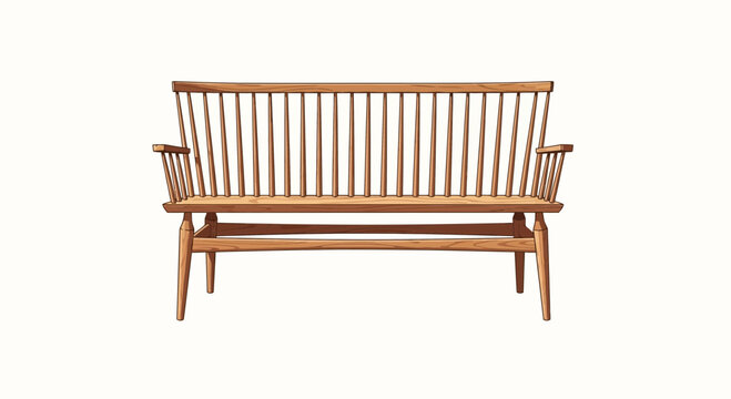 Wooden Spindle Back Bench Sofa, Minimalist Furniture Design