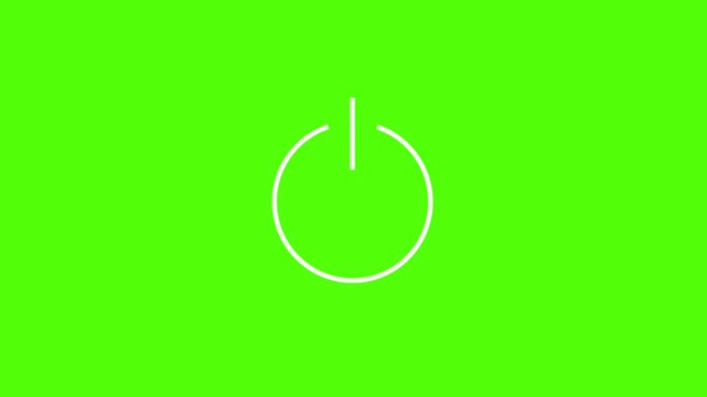 Power button icon animation green screen on off symbol energy control minimal loop 4k animation video