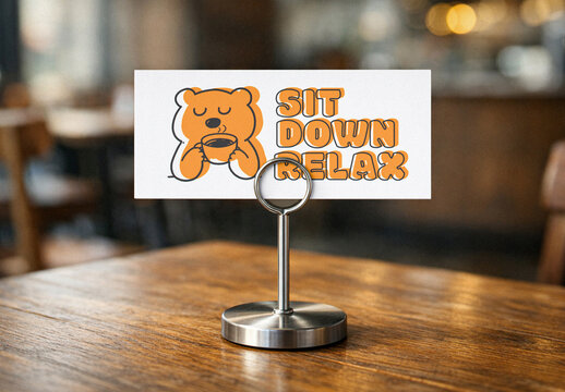 Restaurant Table Card Stand Mockup