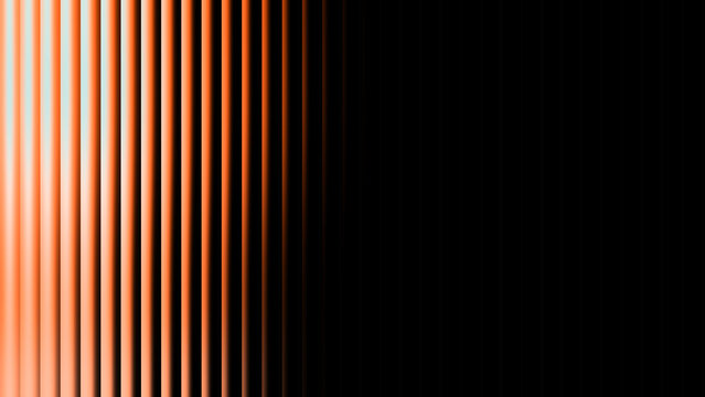Luminous orange and peach ribbed texture abstract background featuring vertical glass waves for tech screen display.