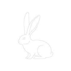 Obraz premium Outline of a rabbit with long ears in cute simple cartoon animal style Vector illustration