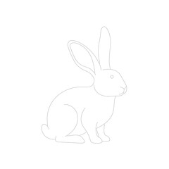 Obraz premium Outline of a rabbit with long ears in minimal clean line animal style Vector illustration
