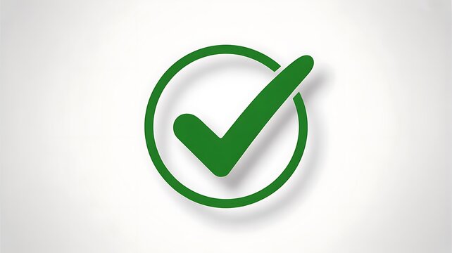 Green check mark icon inside a circle isolated on white background