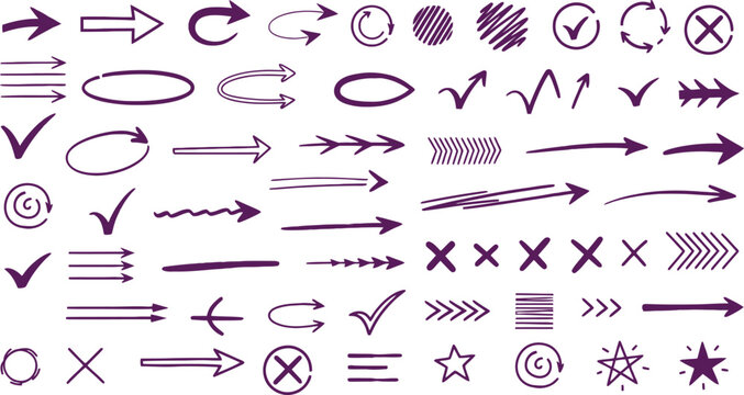 Diverse collection of arrows, symbols, and graphical icons for visual communication Vector, illustration