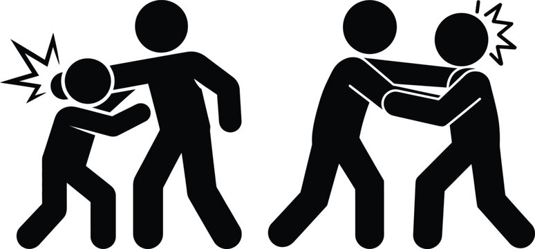 Illustration of two different types of physical confrontations between individuals