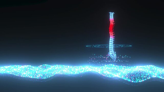4k Video Curved Spine in Digital Visualization &ndash; Concept of Back Disorders and Postural Problems. ProRes 4444.