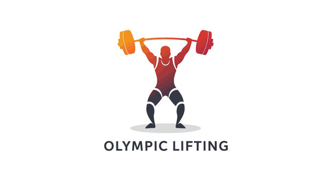 Athlete Performing Olympic Weightlifting Exercise with Barbell Overhead.