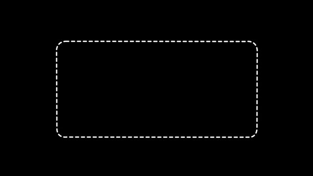 Dotted line rectangle frame animation on white background. Animation of a dotted line path from left to right point. border frame dotted line animation isolated on white screen. animation. 4K motion .
