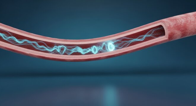 Vein 3D render, venous blood flow visualization, vascular turbulence model, valve function anatomy study, circulatory system return flow analysis