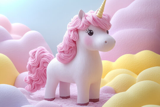 Pink Unicorn on the Clouds