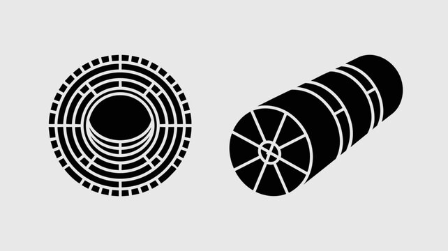 Geometric TBM and tunnel cross-section symbols - Perfect for heavy machinery catalogs, infrastructure news, and technical drawing sets.