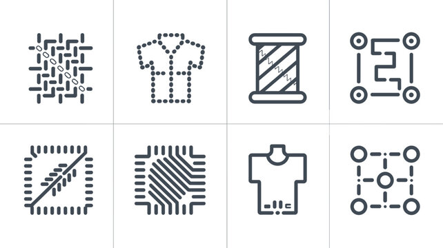Smart textile sensor icon sheet &ndash; Suitable for wearable tech, fashion innovation, or electronic fabric research.