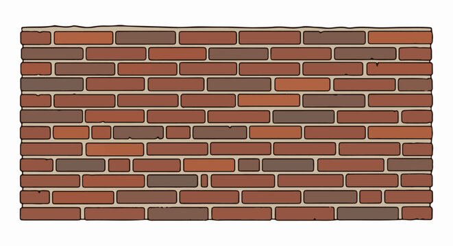 A textured wall composed of reddish-brown bricks and mortar, with uneven edges