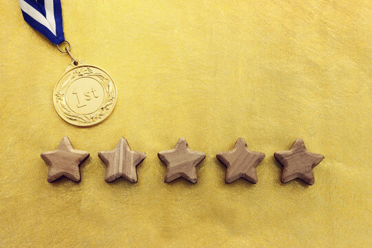 concept image of setting a five star goal. increase rating or ranking, evaluation and classification idea