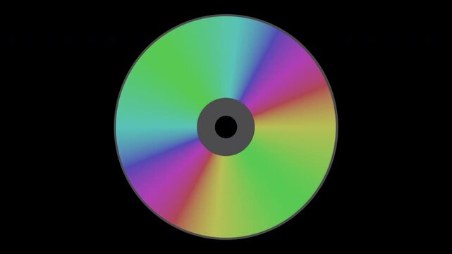 Rotating Compact Disc CD Animation on Transparent Background Loop. 4K