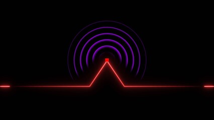 Fototapeta premium Abstract neon bright radio waves signal icon royal blue color 4k illustration.