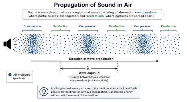 Sound Transmission Diagram with Compression and Rarefaction Zones
