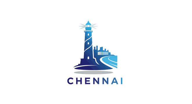 Chennai Lighthouse Logo - Iconic Coastal Navigation Beacon Design.