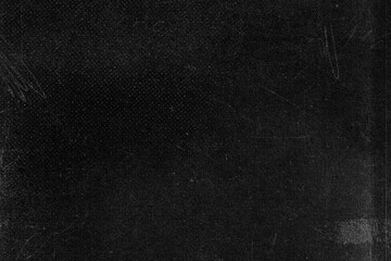 Obraz premium Dark black background with a textured, grunge style. The black background features subtle scratches and a rough, vintage texture. Simple black textured background with blank space.