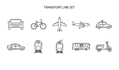 Transport web icon set vector vehicle line icons travel illustration © Songkari