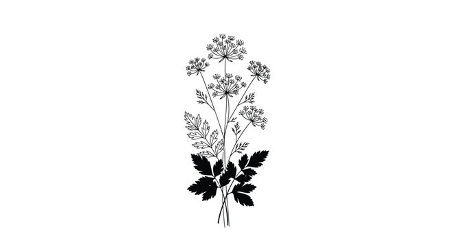 Black floral bouquet, minimalist flower illustration, simple botanical design, monochrome vector graphics
