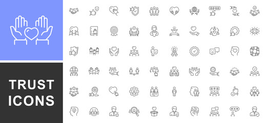 Trust web icons in line style. Containing confidence, credibility, promise, trustworthy, friends, truth, faith, sincerity and honesty. Integrity, reliability, empathy, trust related icon. Vector © Vlad