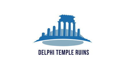 Fototapeta premium Delphi Temple Ruins Silhouette Depicting Ancient Greek Architecture.