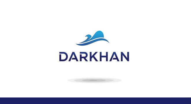 Darkhan Logo - Modern Design with Blue Bird and Waves.