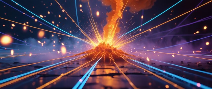 A bright explosion in space with colorful lights