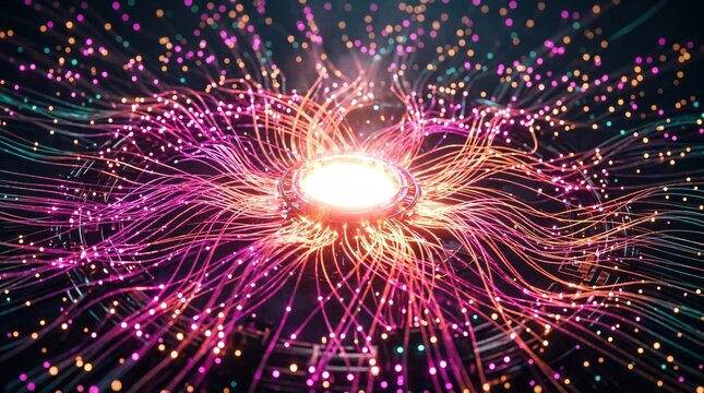A bright firework explodes in the night sky